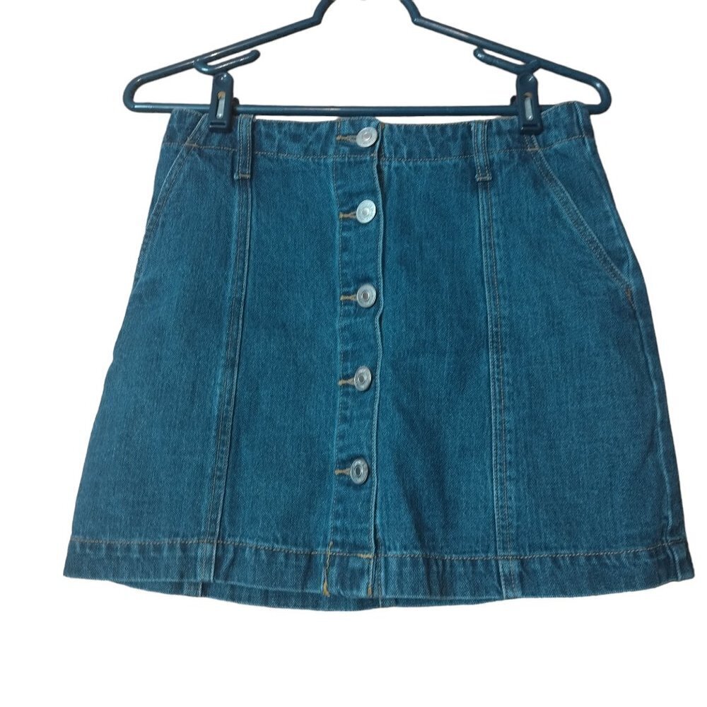 Forever 21 Denim Jean Blue Mini Skirt With Button Front Size 27 Denim Casual